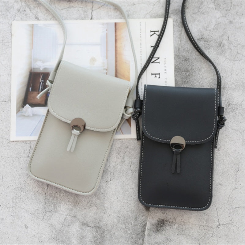 Transparent Touch Screen Retro Simple Mobile Phone Bag Women PU Chain Messenger Bags Small Flap Bag Mini Shoulder Bag Wallet
