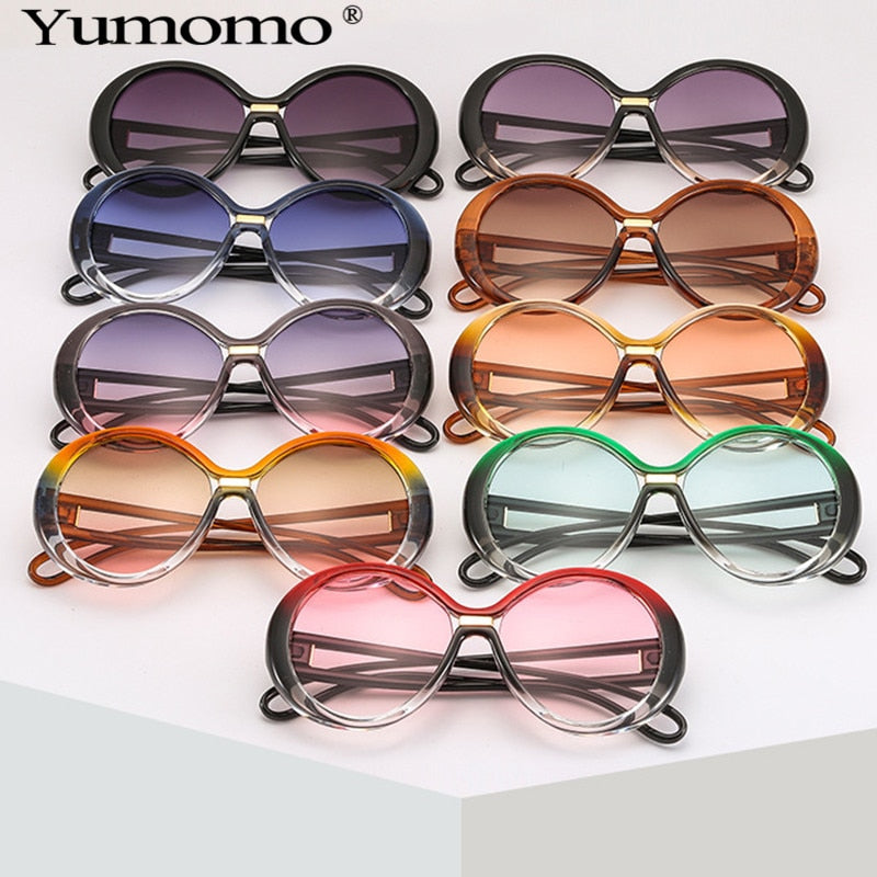 Fashion Oversized Round Sunglasses Women Vintage Colorful Oval Lens Eyewear Popular Men Sun Glasses Shades UV400