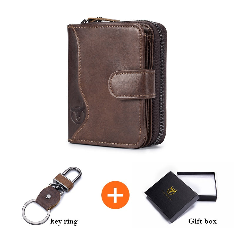 BULLCAPTAIN Men's Genuine Leather Wallet Multi Functional Multi Card Capacity Card Wallet Fashion High Quality Business Wallet