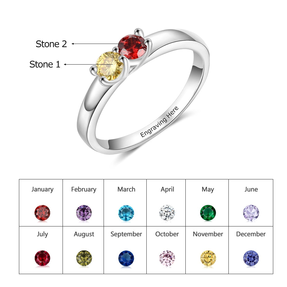 925 Sterling Silver Custom Name Rings for Women Personalized Engraving Mothers Ring with Birthstone Silver 925 Fine Jewelry Gift