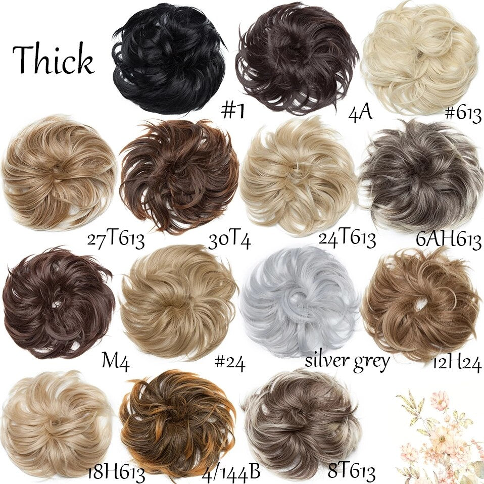 HAIRRO Synthetic Chignon Messy Scrunchies Elastic Band Hair Bun Straight Updo Hairpiece High Temperture Fiber Natural Fake Hair