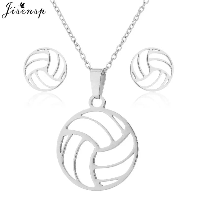 Jisensp Volleyball Jewelry Necklace for Women Men Stainless Steel Chain Necklaces Pendants Sports Fan Necklace Best Gift