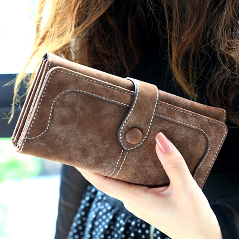 Aliwood Brand Wallets Retro Nubuck Leather Women's Long Wallets Clutch Female Hasp Purse Vintage Money Bag Carteira Card Holder