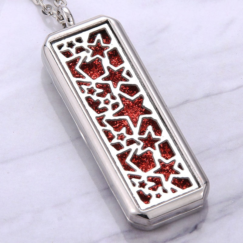 Square Aroma locket Necklace Magnetic Stainless Steel Aromatherapy Essential Oil Diffuser Perfume Locket Pendant Jewelry