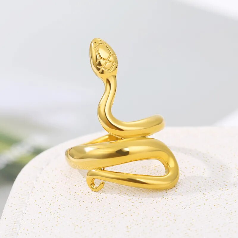 Snake Rings For Women Men Stainless Steel Gothic Gold Color Ring Punk Fashion Aesthetic Party Couple Jewelry Accessories anillos