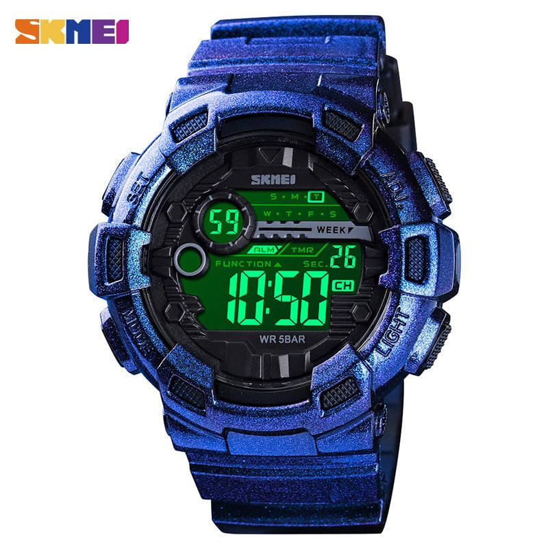 Outdoor Sport Watch Men Multifunction 5Bar Waterproof PU Strap LED Display Watches Chrono Digital Watch reloj hombre 1243