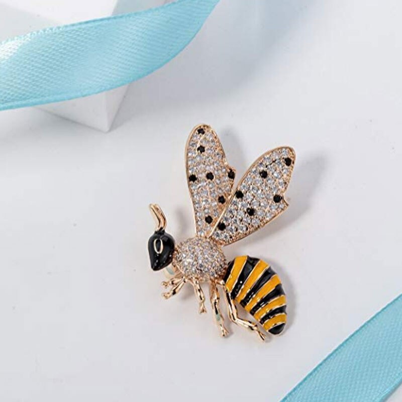 Jewelry Honey Bee Crystal Cubic-Zirconia Enamel Collection Accessories Brooch Pin Gift Women