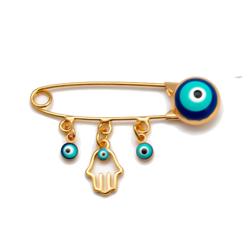 Lucky Eye Blue Turkish Evil Eye Brooch Pin for Women Men Dropping Oil Flower Crown Star Hamsa Hand Charm Fashion Jewelry BD52