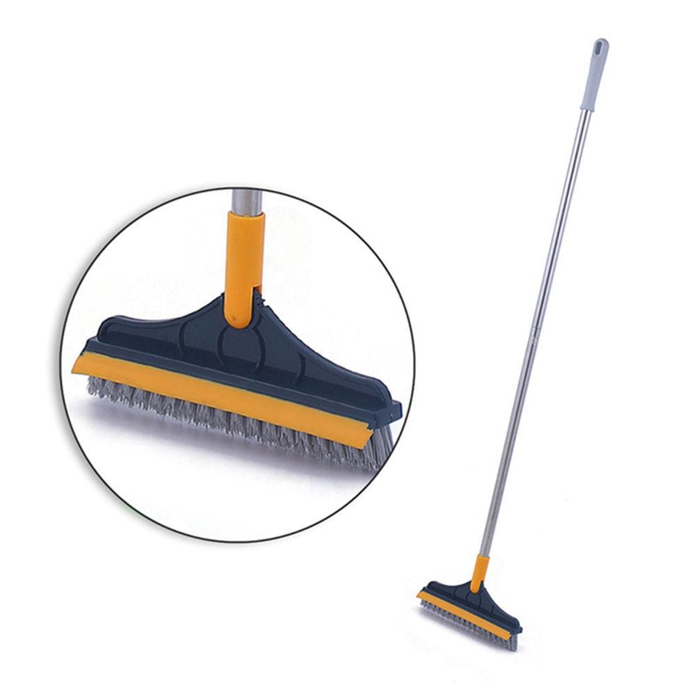 Floor Scrub Brush 2 In 1 Long Handle Wiper Stiff Bristle Window Squeegee Magic Floor Mop Bathroom Tub Cleaning Tools Dripship