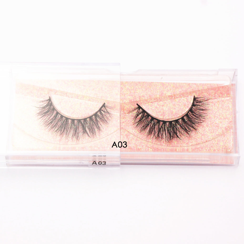 Mink Eyelashes Natural Long 3D Mink Lashes Cruelty Free Handmade Fake Lashes Makeup False Eyelash Short Soft Reusable Lashes A03