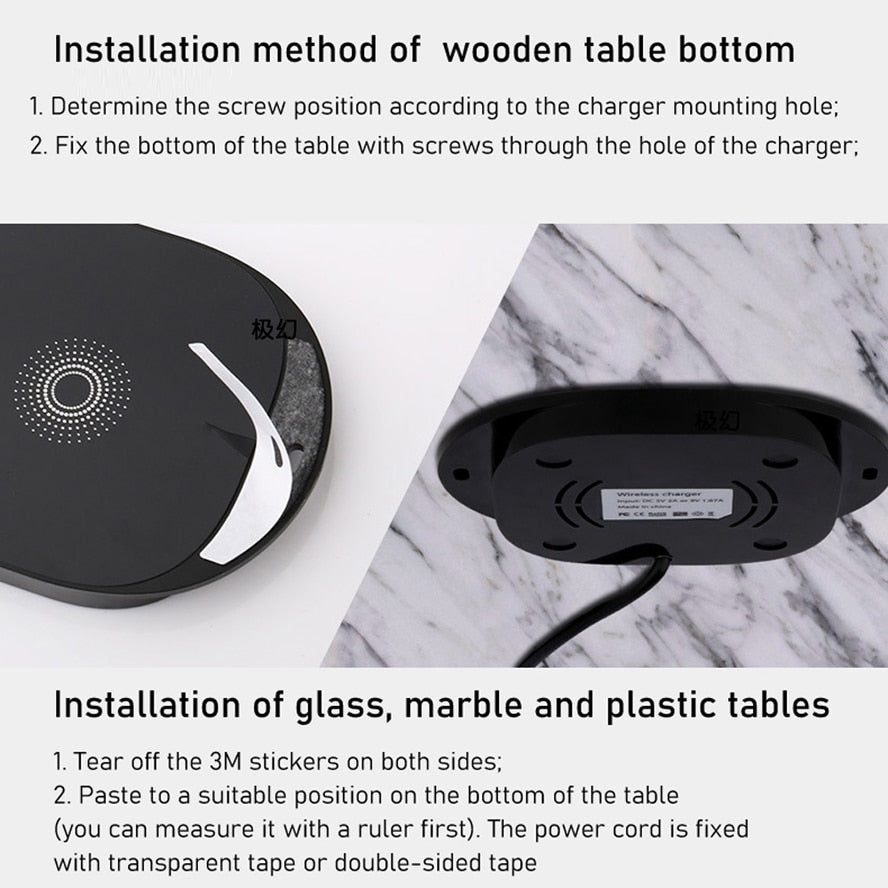 20mm Long Distance Wireless Charger invisible marble desktop furniture table hidden adsorption For iPhone XR 11Pro Samsung S10 9