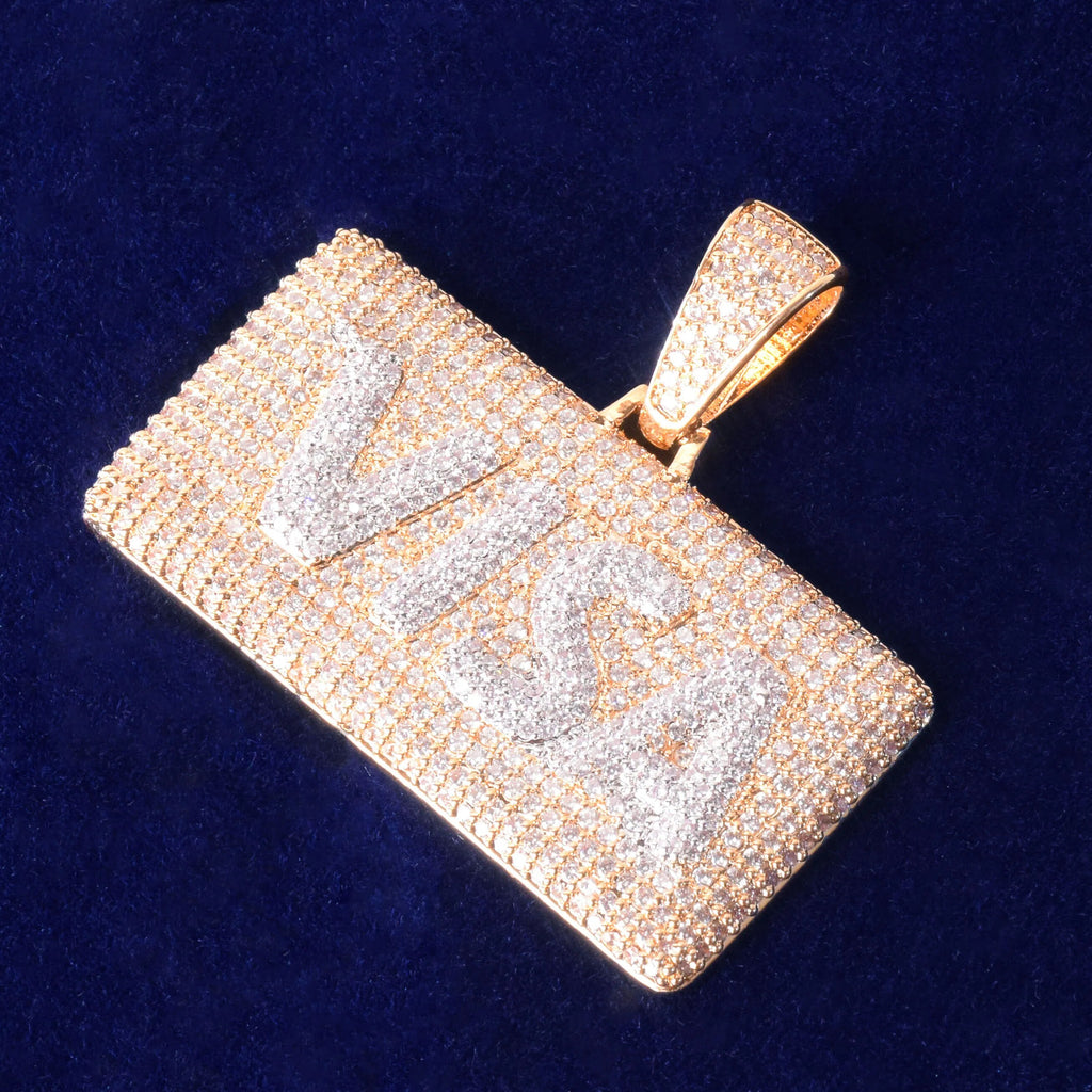 Visa Card Shape Pendant  Cubic Zircon Men&#39;s Hip Hop Necklace Jewelry