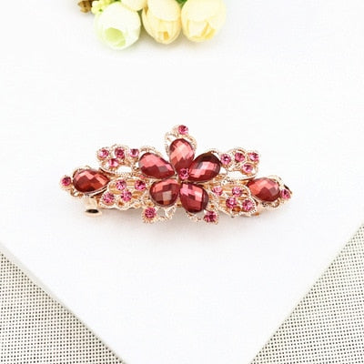 The Hot Rose Flower Rhinestone Hair Pin Europe And America Popular Horsetail Clip Perfect Quality Wild Daily Decorative Hair Acc