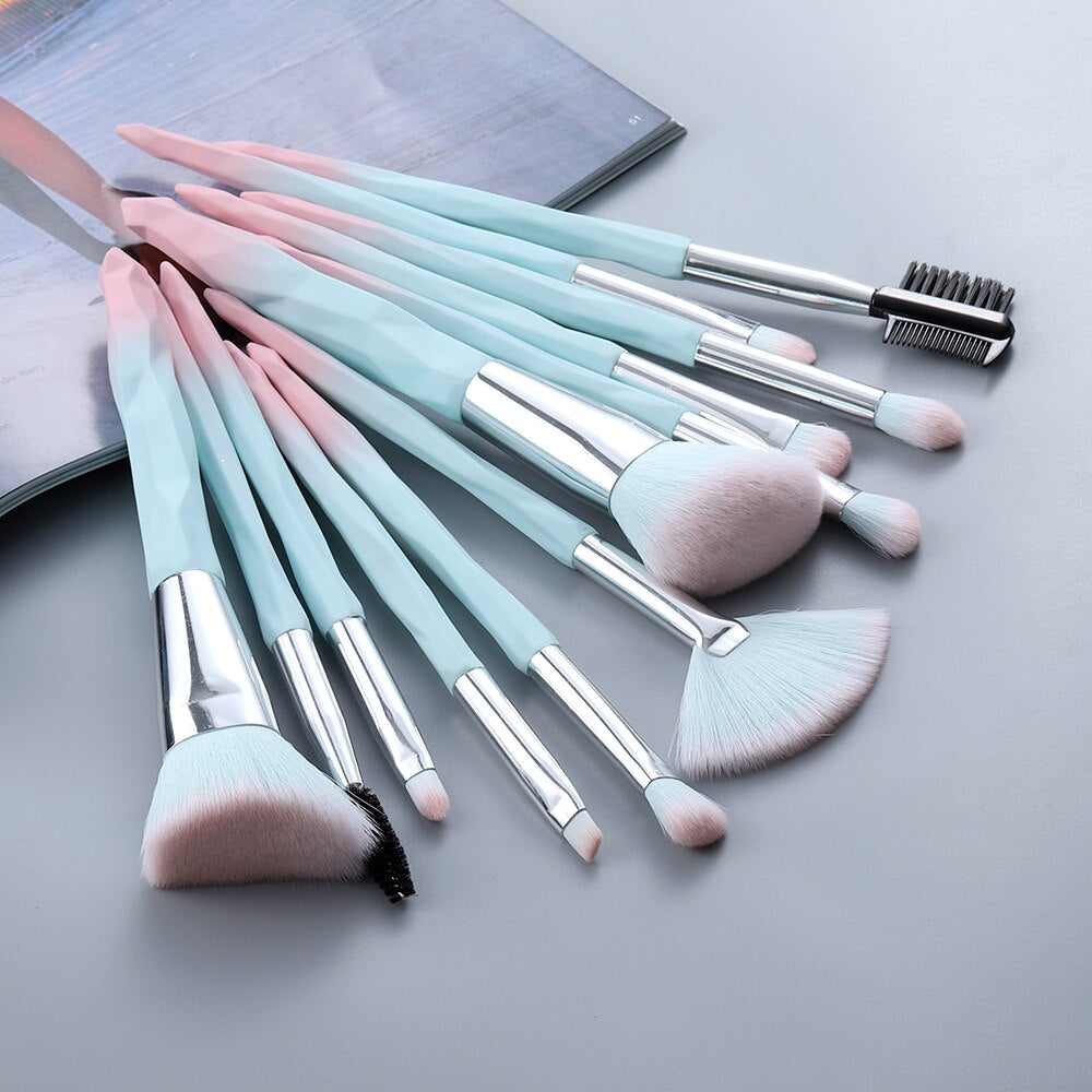 FLD 13/5 pcs Blue Makeup Brushes Set Face Eye Lip Eyeshadow Eyebrow Comb Eyelash Spoolies Foundation Powder Brush Tools Cosmetic