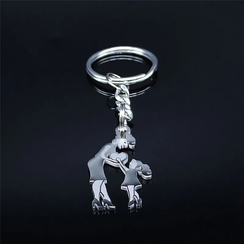 Mom Daughter Love Stainless Steel Key Chain for Women Silver Color Mum Keychains Jewelry llaveros Mother&#39;s Day Gift N537S01