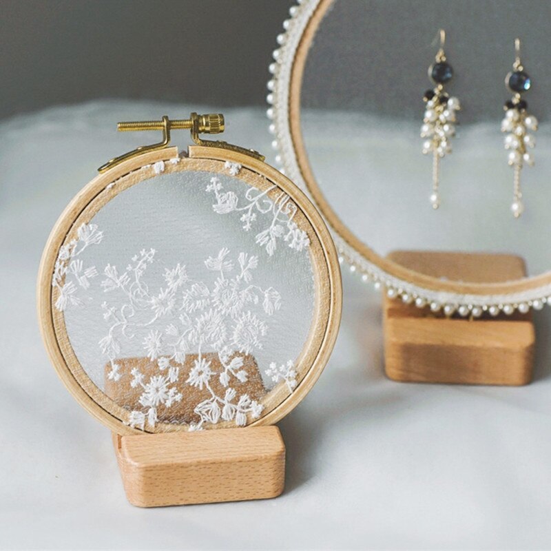 5pcs/pack Beech Wooden Embroidery hoop Base Mobile Phone Stand Holder Portable Double Slot Bracket embroidered ornaments