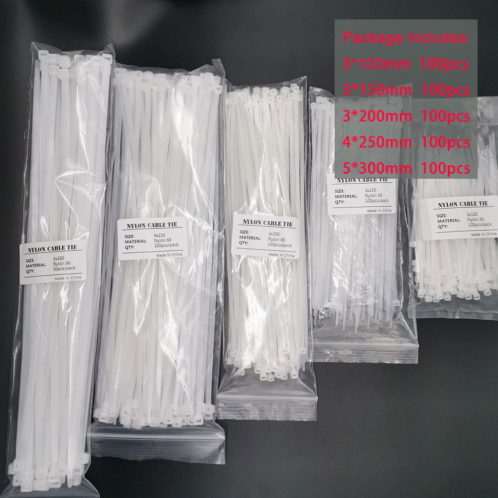 wholesale Nylon Cable Ties 100mm 150mm 200mm 250mm 300mm Black White Self Locking cable Wire Zip Ties