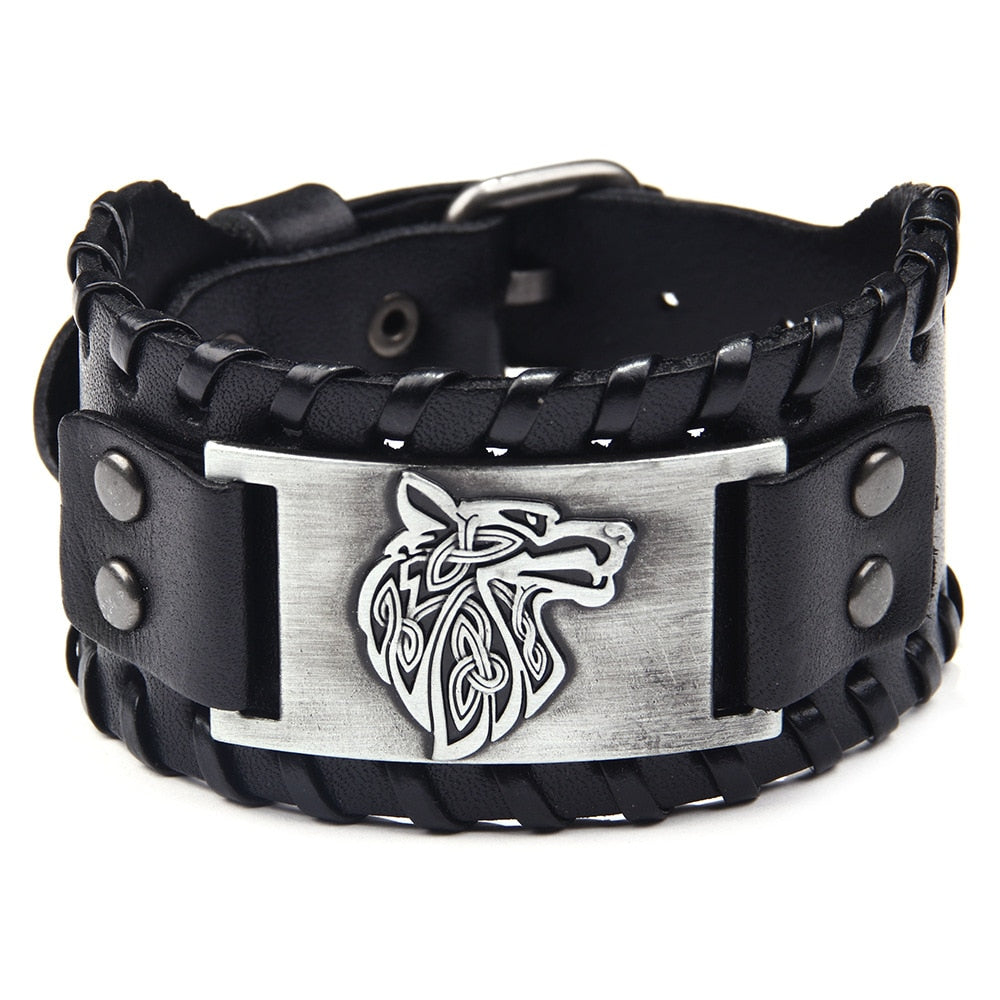 Norse Viking Rune Bracelet Asatru Pagan Scandinavian Thor Hammer Valknut Yggdrasil Rune Rope Bangles Bracelets for Men Jewelry