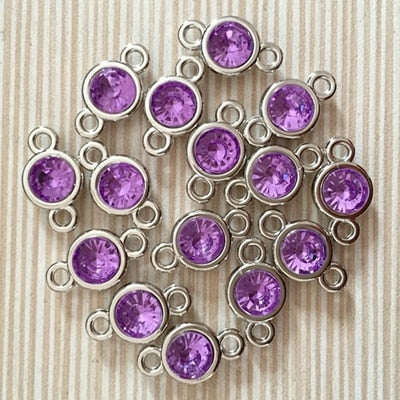 1 set of 12pcs Bright Birthstone Charms Silver color Acrylic charms measuring 11 mm by 19 mm for DIY Statement Necklace, Pendant, Anklet and Bracelet