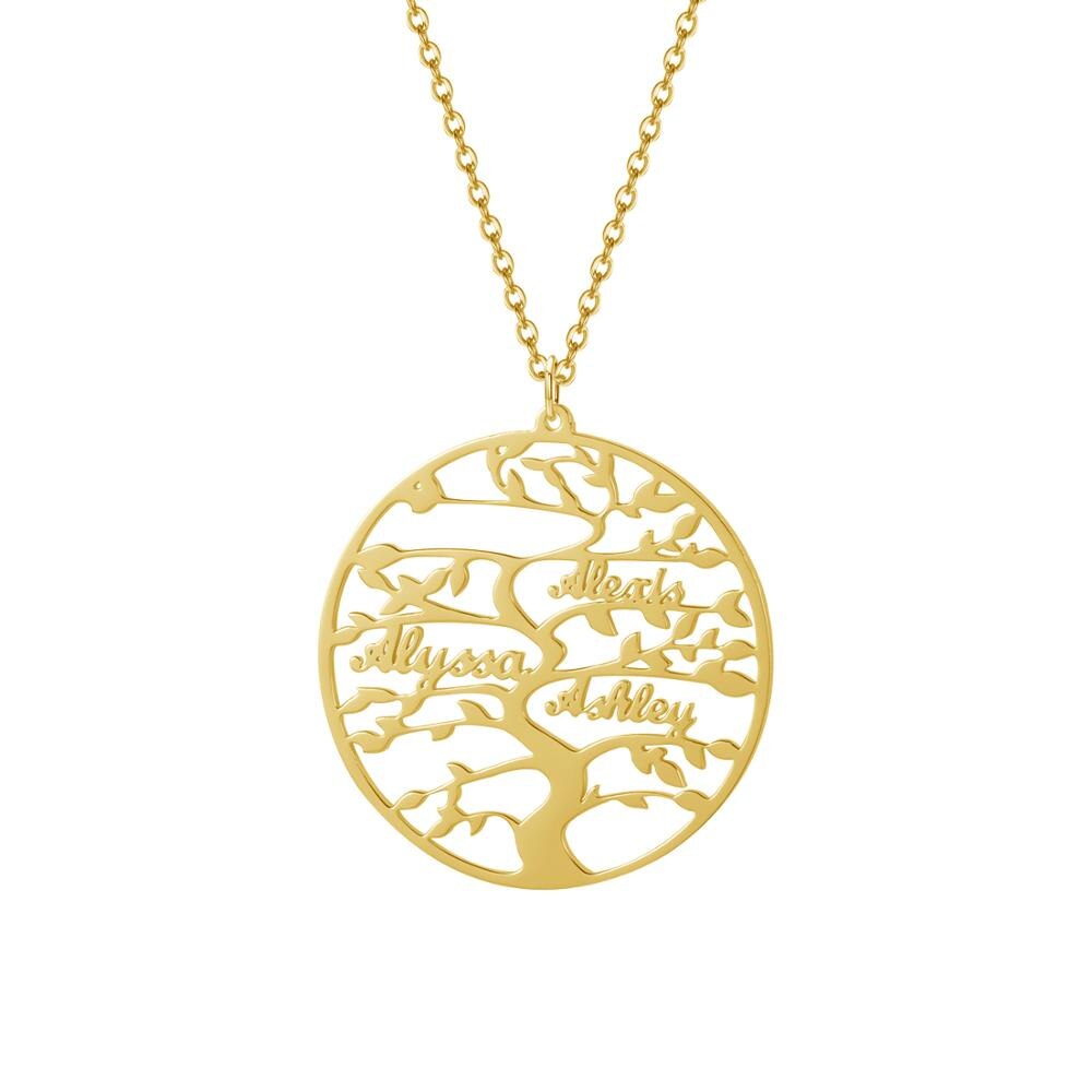 Personalized Tree Of Life Custom Name Necklace Stainless Steel Golden Family Tree Women Letter Necklace Jewelry Couple Gifts