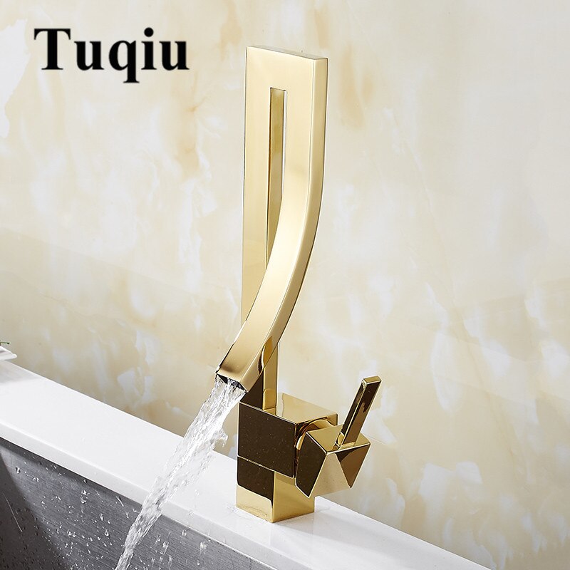 Basin Faucets Rose Gold Brass Faucet Square Bathroom Sink Faucet Single Handle Deck Mounted Toilet Hot And Cold Mixer Water Tap