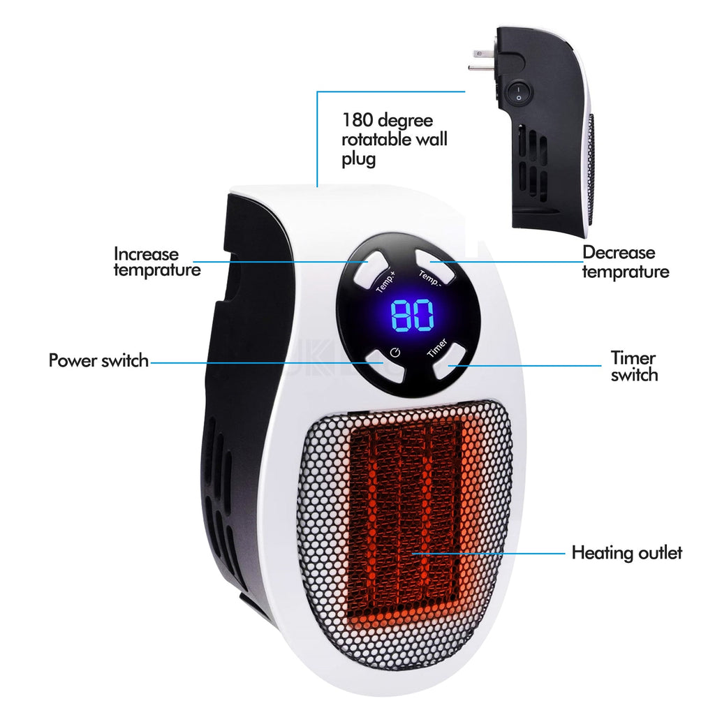 Portable Electric Heater 500W Safe Quiet Ceramic Fan Heater Plug In Air Warmer Wall-mounted Led Heater 220V Stove Radiator Warm