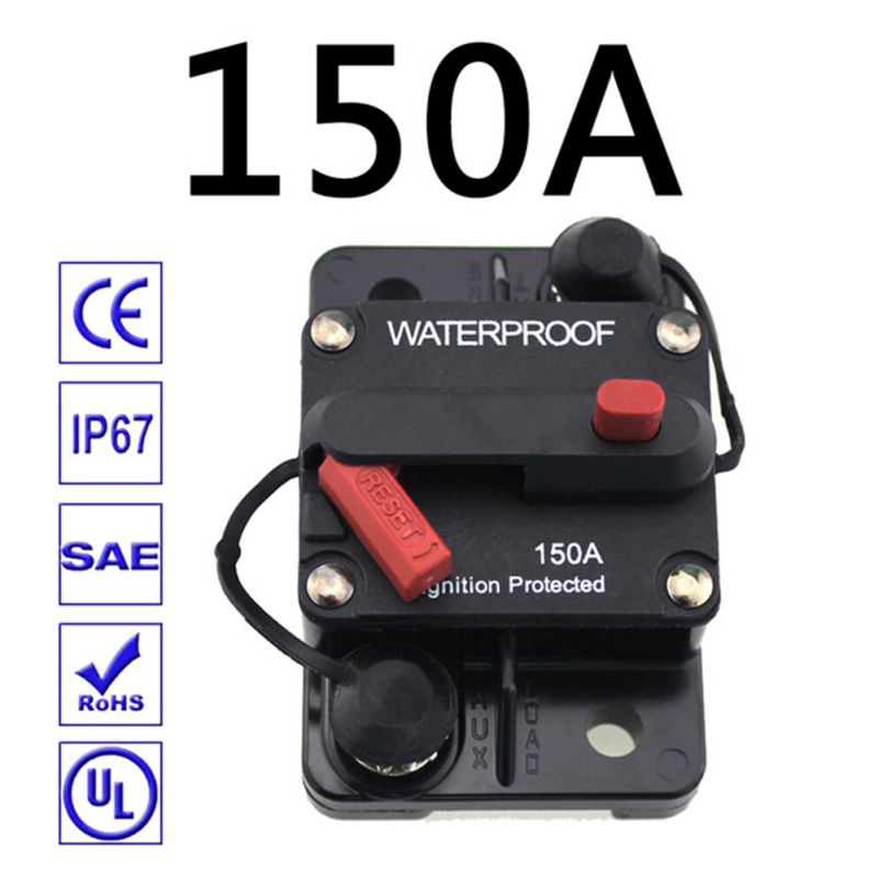 30A 40A 50A 60A 70A 80A 100A 120A 150A 200A 250A 300A AMP Circuit Breaker Fuse Reset 12-48V DC Car Boat Auto Waterproof