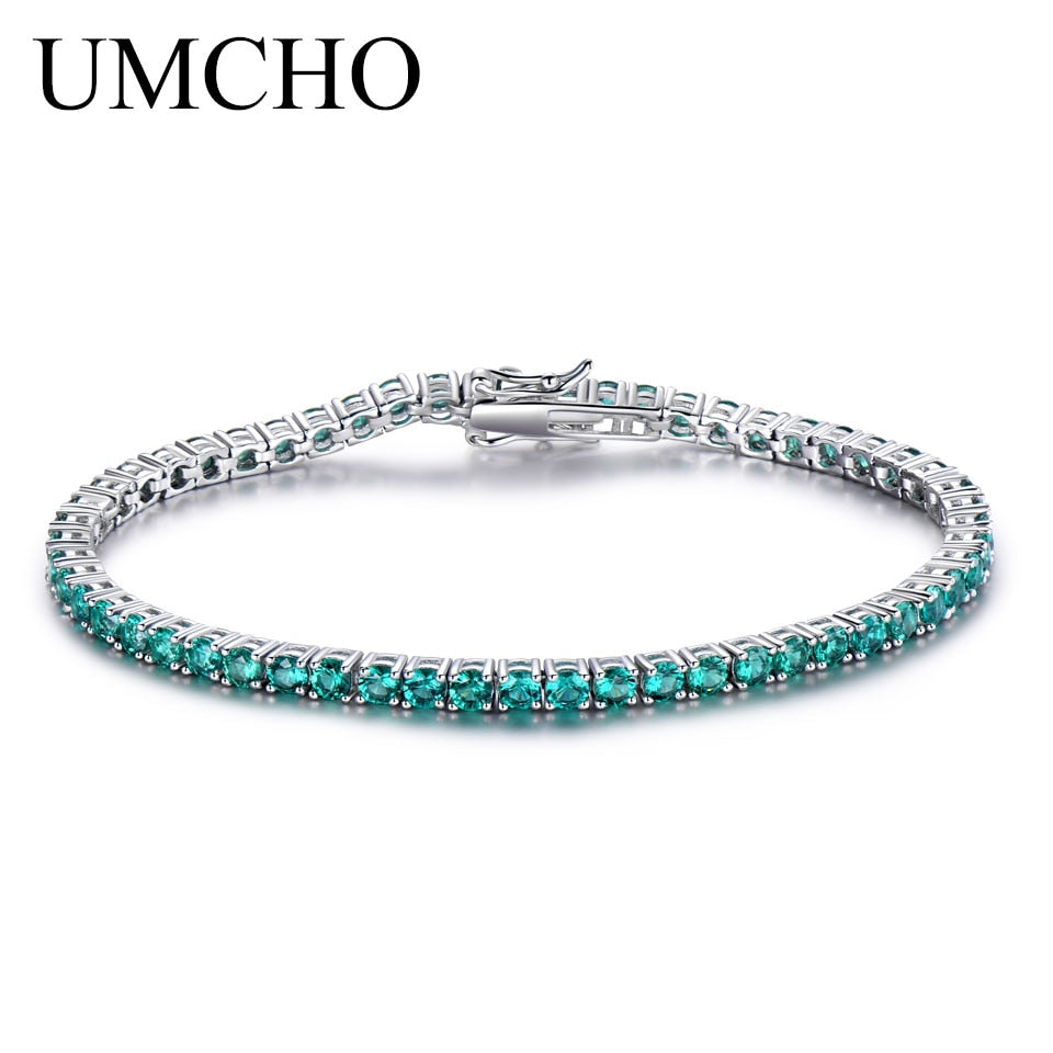 UMCHO Rich Color Created Ruby Bracelet  For Women 925 Sterling Silver Jewelry January Birthstone Romantic Wedding Fine Jewelry