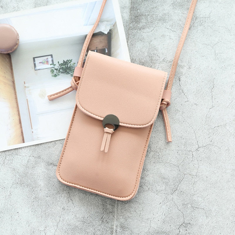 Transparent Touch Screen Retro Simple Mobile Phone Bag Women PU Chain Messenger Bags Small Flap Bag Mini Shoulder Bag Wallet