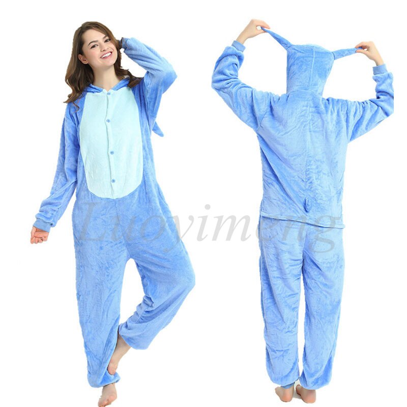 Kigurumi Unicorn Pajama Stitch Adult Animal Onesie Women Men Couple Pajamas Winter Pijamas Suit Panda Sleepwear Flannel Pyjamas