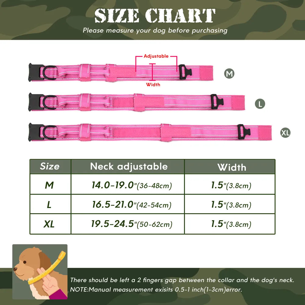 Personalized Military Tactical Dog Collar Custom Nylon Dog Collar Free Engraved Adjustable Training Collar For Medium Large Dogs