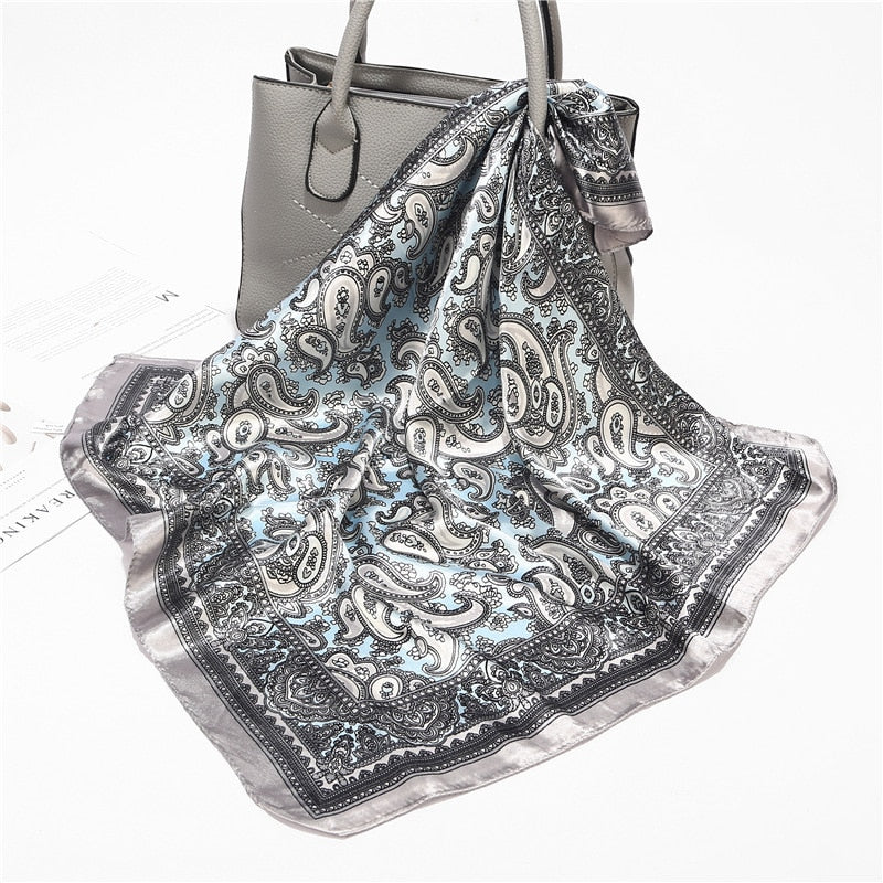 Scarf Satin Bandana Kerchief Silk Women's Luxury Brand Designer Summer Small Bag Wrap Retro Paisley Scarves Muslim Islamic