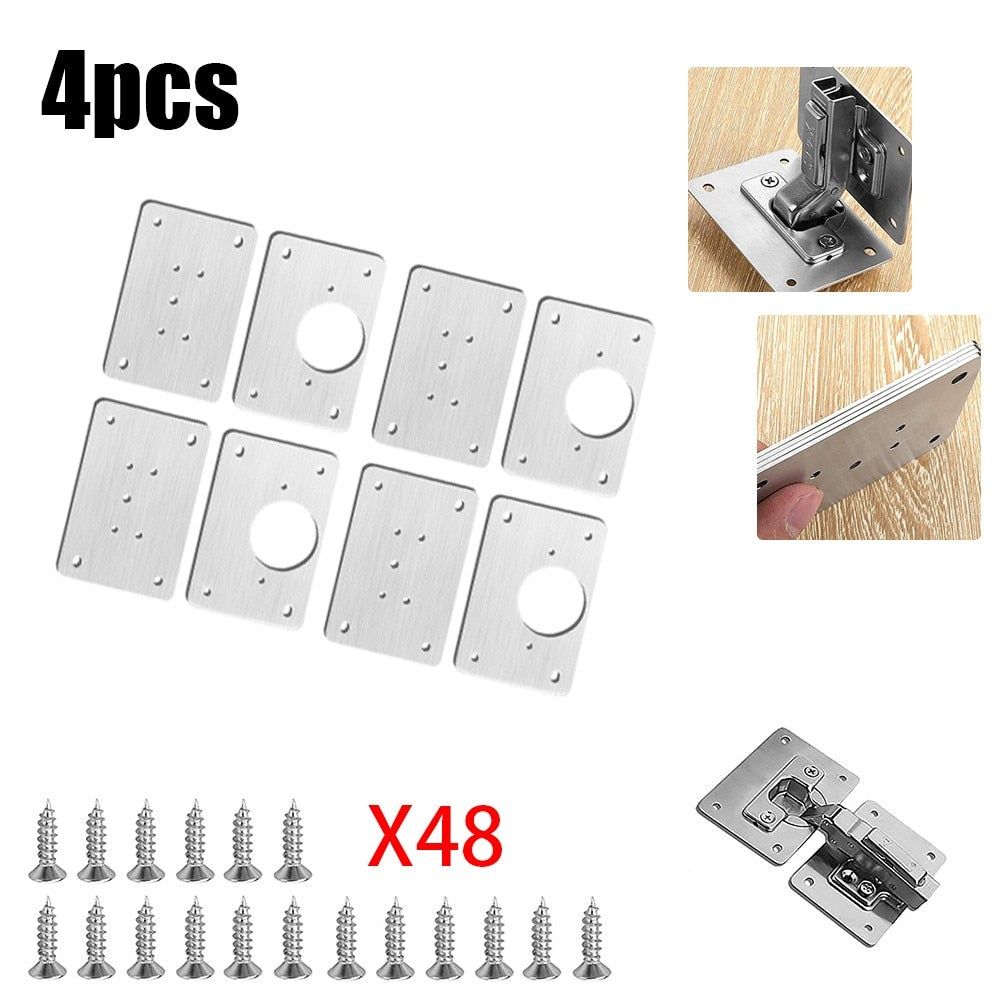 2/4/10/20pcs Stainless Steel Hinge Repair Plate For Cabinet Furniture Hinges Mounting Tool Kitchen Cupboard Door Fixing Plate