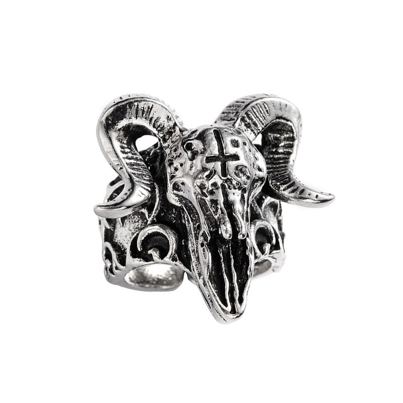 Retro Punk Men Ring Demon Skeleton Hip Hop Rock Locomotive Ring Titanium Steel Alloy Ancient Silver Color Ring Women Jewelry.