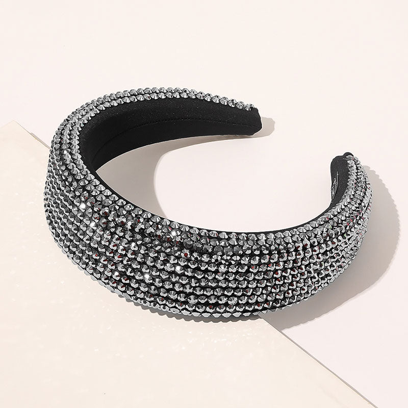 Woman Luxury Shiny Full Crystal Hair Head Hoop Wide-Brimmed Headband Women Rhinestone Headband Sponge Point Diamond Hair Accessories Turban.