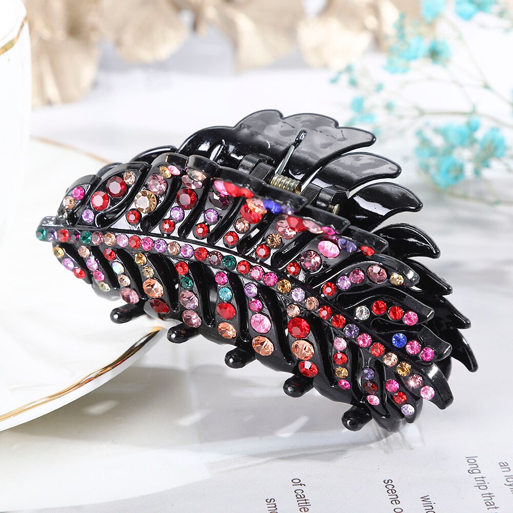 AWAYTR Large Size Women Vintage Rhinestone Hair Claw Crab Clips Crystal Clamps Hairpin Bow Knot Hair Clip Hair Accessories Girls