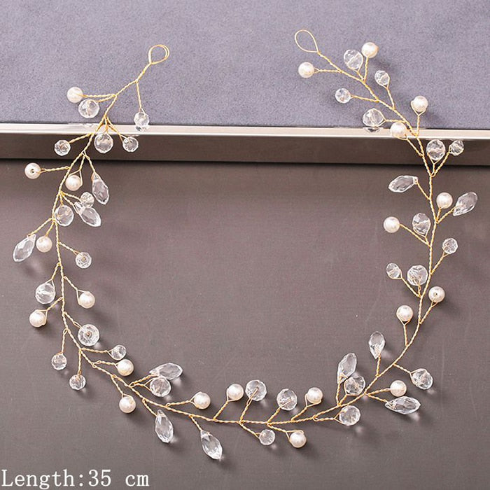 Pearl Rhinestone Women Headband Wedding Hair Accessories For Women Bride Tiara Headband Hair Jewelry Silver Color Hairband