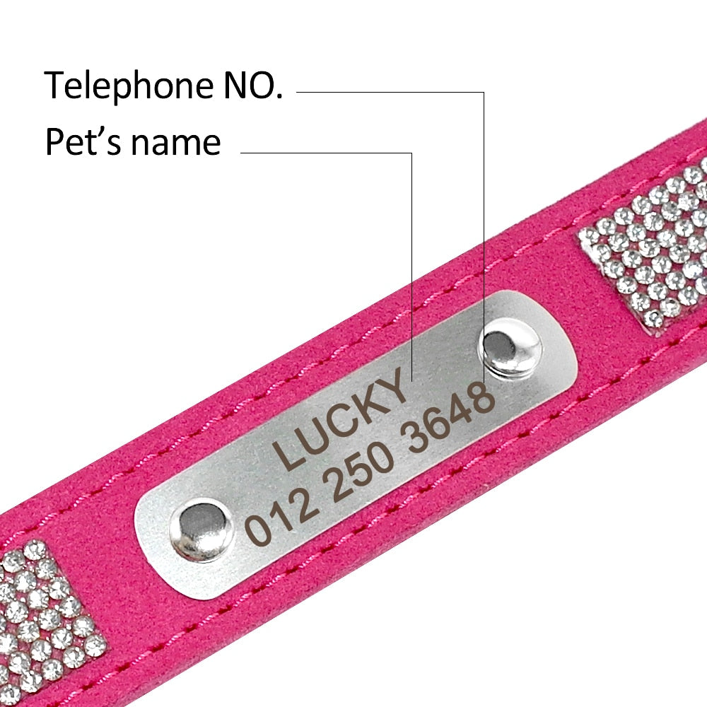 Personalized Dog Collar Leather Dog Puppy Collars With Customized Name Tag Adjustable Cat Collar For Small Medium Dogs Cats