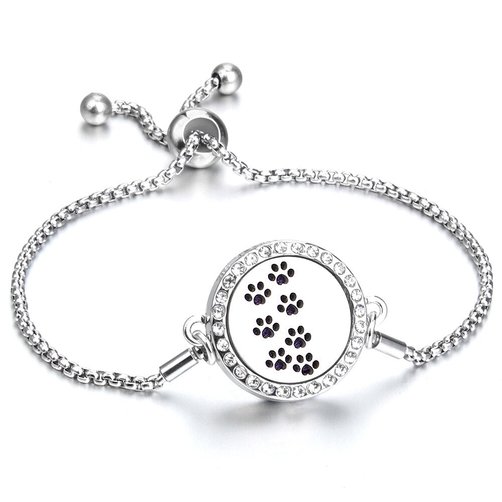 Aromatherapy Bracelet Essential Oil Diffuser Locket Tree of Life Adjustable Perfume Bracelet Crystal Magnetic Bracelet for Women