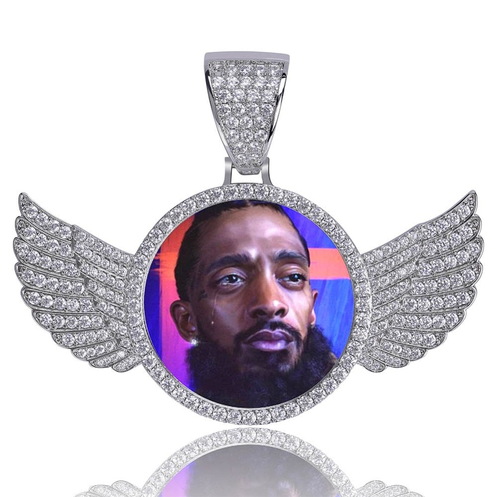 D&amp;Z Custom Photo Memory Medallions Solid Pendant With Tennis Chain Hip Hop Jewelry Personalized Cubic Zircon Chains Gift