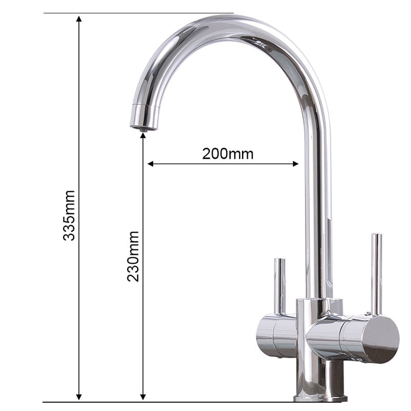 ROVOGO Drinking Water Kitchen Faucet, Dual Handle 3 in 1 Filter Kitchen Sink Faucet, Water Purifier Cold Hot Mixer Crane