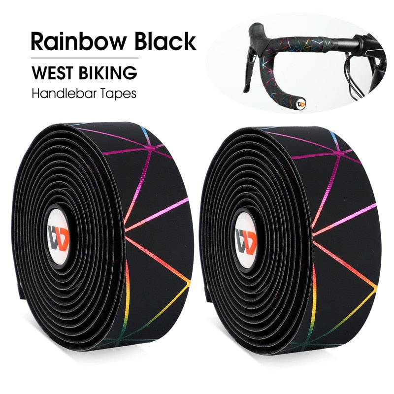 WEST BIKING Bike Handlebar Tape Road Bicycle Anti-slip Silica Gel EVA Shock Absorption Handle Bar Tape Cycling Wrap End Plug