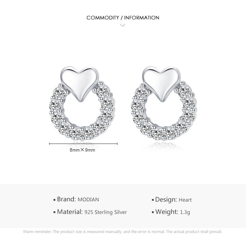 Modian Heart Earrings for Women 925 Sterling Silver Cubic Zirconia Europe  CZ Fashion Jewelry Wedding Statement Fine Jewelry