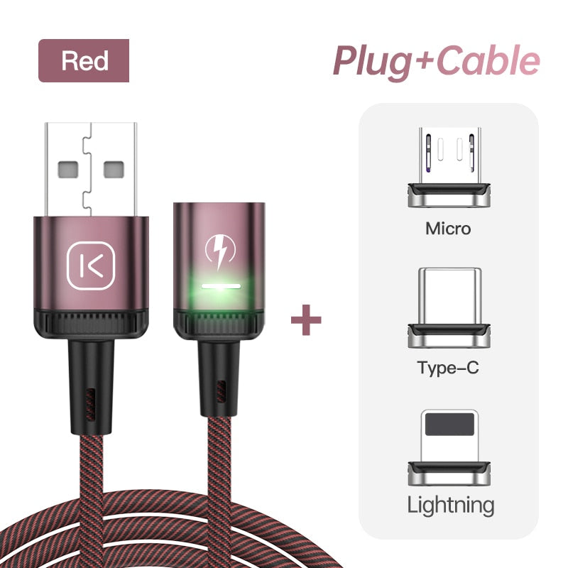 KUULAA LED Magnetic USB Cable 3A Fast Charging Type C Cable Magnet Charger Micro USB Cable for iPhone xiaomi poco samsung cord