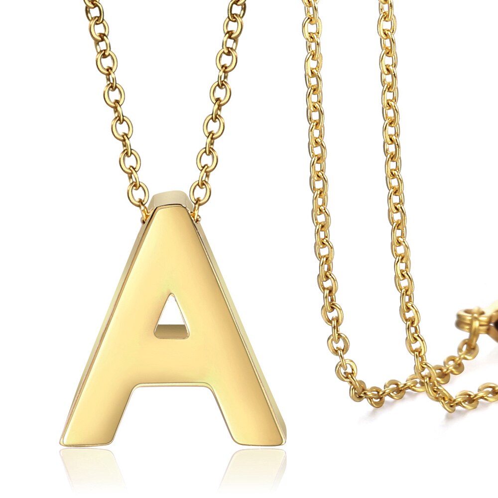 Gold Color 26 A-Z Letter Name Initial Necklaces For Women Men Stainless Steel Slide Pendant Necklace  Jewelry Gift KPM149
