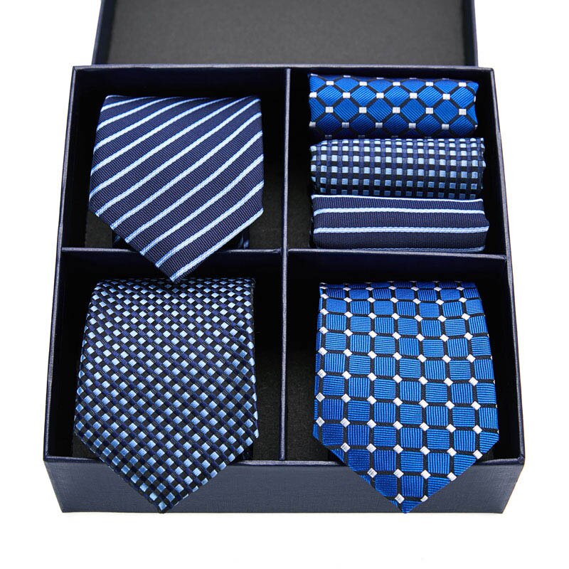 Gift box packing Silk Ties For Men Novelty Hanky  Set 3 Styles  Men's Tie Formal Red Cravat for Wedding Business Necktie