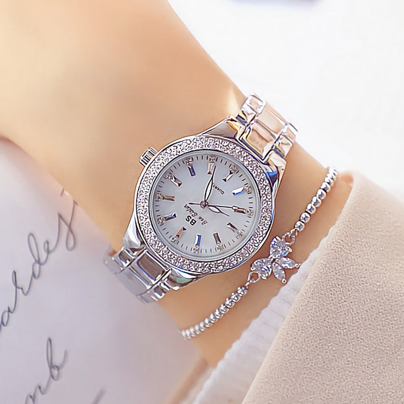 2023 Ladies Wrist Watches Dress Gold Watch Women Crystal Diamond Watches Stainless Steel Silver Clock Women Montre Femme 2022