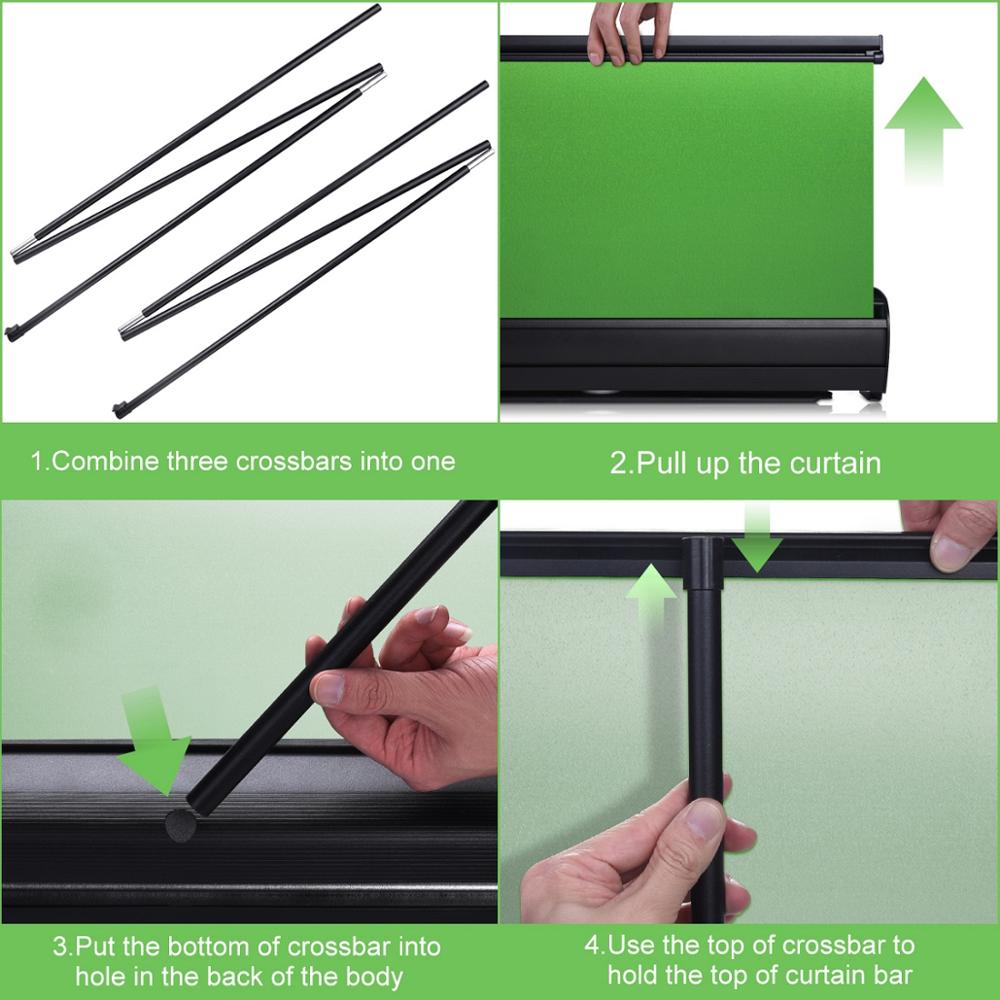 Photography Green Screen Collapsible Chroma Key Panel  Background Removal Wrinkle-Resistant Pull-up Style with Stand for Video