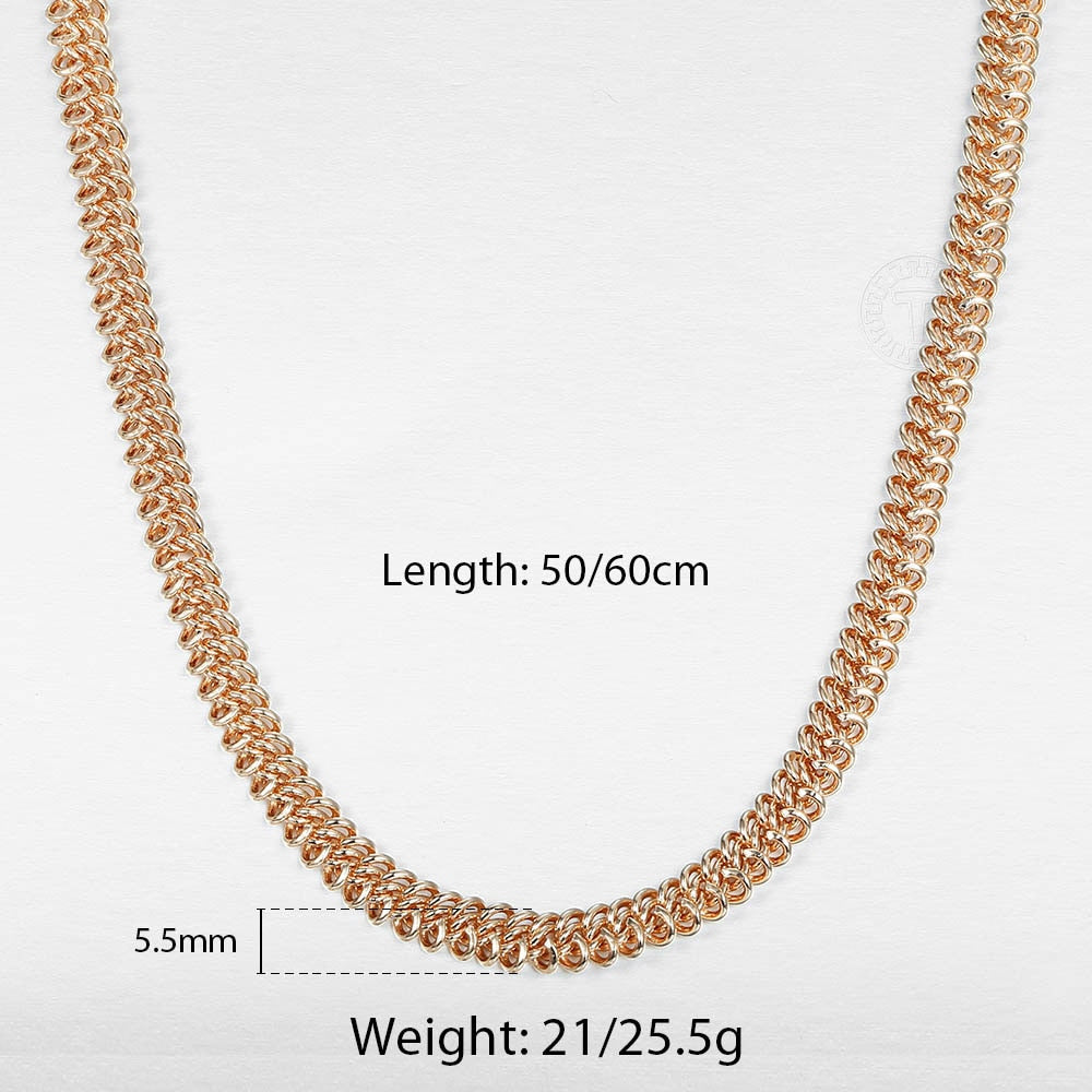 Davieslee Chain Necklace for Women Men 585 Rose Gold Color Necklace for Women Men Foxtail Hammered Bismark Chain 3-8mm DCNN1