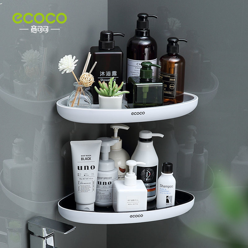 ECOCO Bathroom Storage Shelf Shower Snap Up Corner Shelf Shampoo Holder Basket Shelf Wall Shelves for Shelving Kitchen